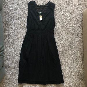 Eddie Bauer black cotton dress with lace